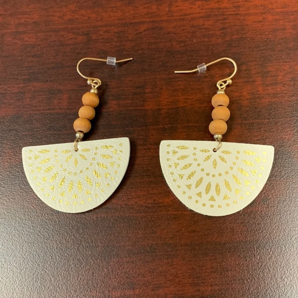 Half Moon Leather Earrings - Picture 5 of 7